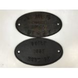 Sundry railway locomotive builder / shed plates, Norwich 1957 and Derby LMS 1947