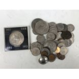 An 1856 silver Thaler coin, a 1940 "trench art" halfpenny coin pendant and small quantity of GB