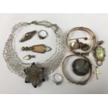 White-metal and other jewellery, including a white-metal and moonstone ring, stamped '925', an