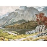 T*** Lambert (20th Century) Borrowdale, The Derwent, Lakeland landscape view, watercolour, framed