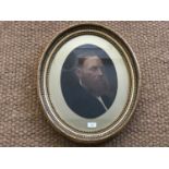 (19th Century) Portrait of a gentleman, oil, in oval mount, framed under glass, 38 x 28 cm