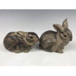 Two Poole Pottery rabbits