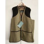 A gentleman's Barbour Squires Tweed waistcoat, in Lt Brown, size XL, new with tags