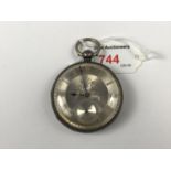 A Victorian gentleman's silver-cased key-wound pocket watch, having an engraved open face