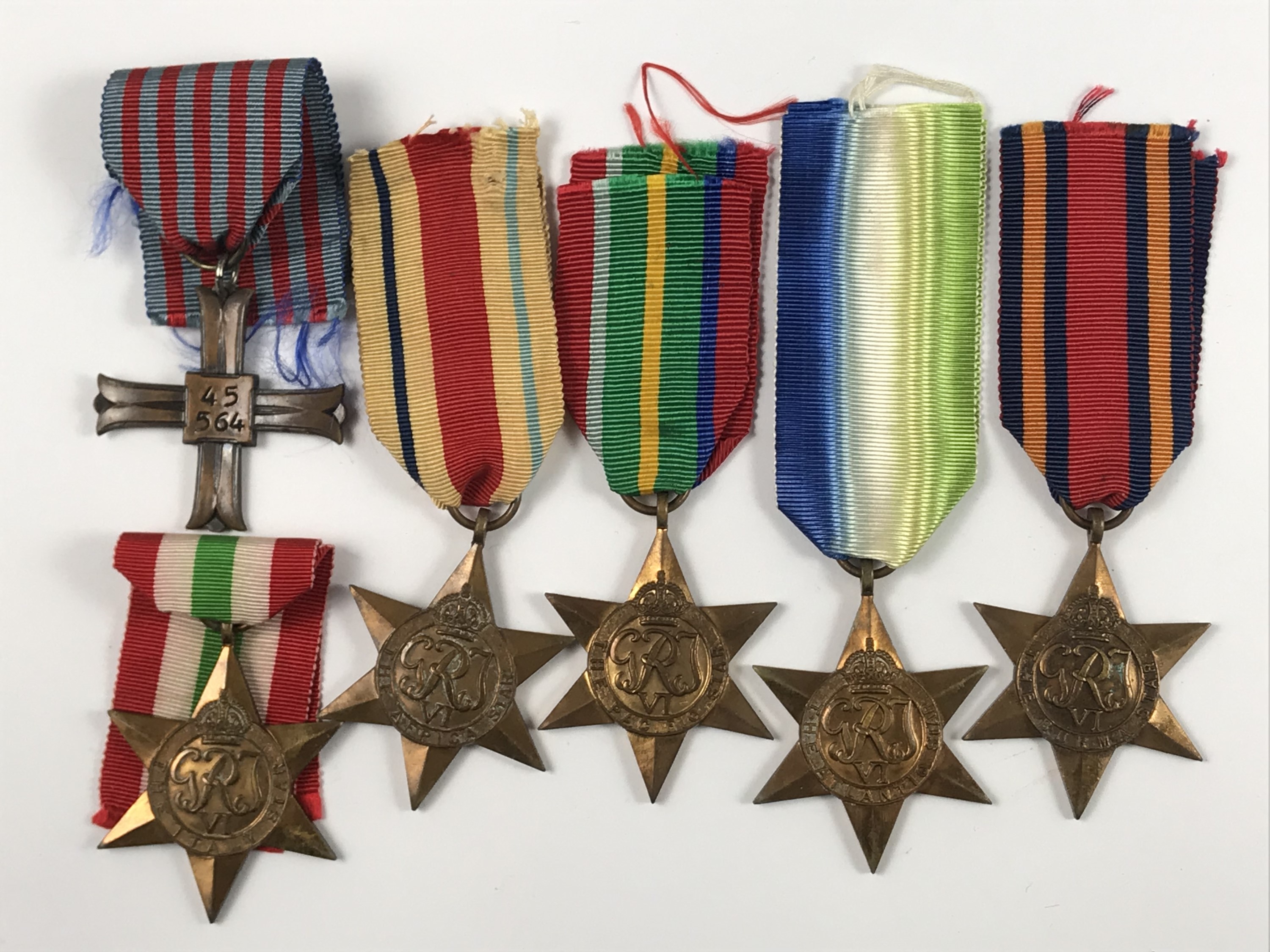 A number of Second World War campaign medals and a Monte Cassino cross