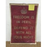 A Second World War Ministry of Information poster Freedom is in Peril, Defend it with all Your