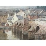 Christian Jane Fergusson (Scottish, 1876-1957) The Old Bridge Dumfries, soft eventide view,