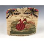 A Victorian needlework tea cosy finished by Maria Morris in 1853, decorated with gros-point