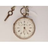 A late 19th Century continental white-metal cased and open-faced patent chronograph pocket watch,