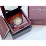 An Elizabeth II 2016 gold proof sovereign, in Royal Mint presentation box