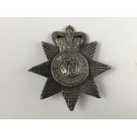 A Victorian Bengal Medical Staff white metal cap badge, (tested as silver), 66 x 63 mm