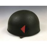 A 1944 British Army motorcyclist's helmet bearing a Royal Artillery flash