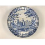 A 19th Century blue-and-white transfer-printed tazza, in the Spode 'girl at the well' pattern,