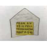 A small piece of Perspex bearing the scratched inscription "Heinkel 111 Kennington Kent