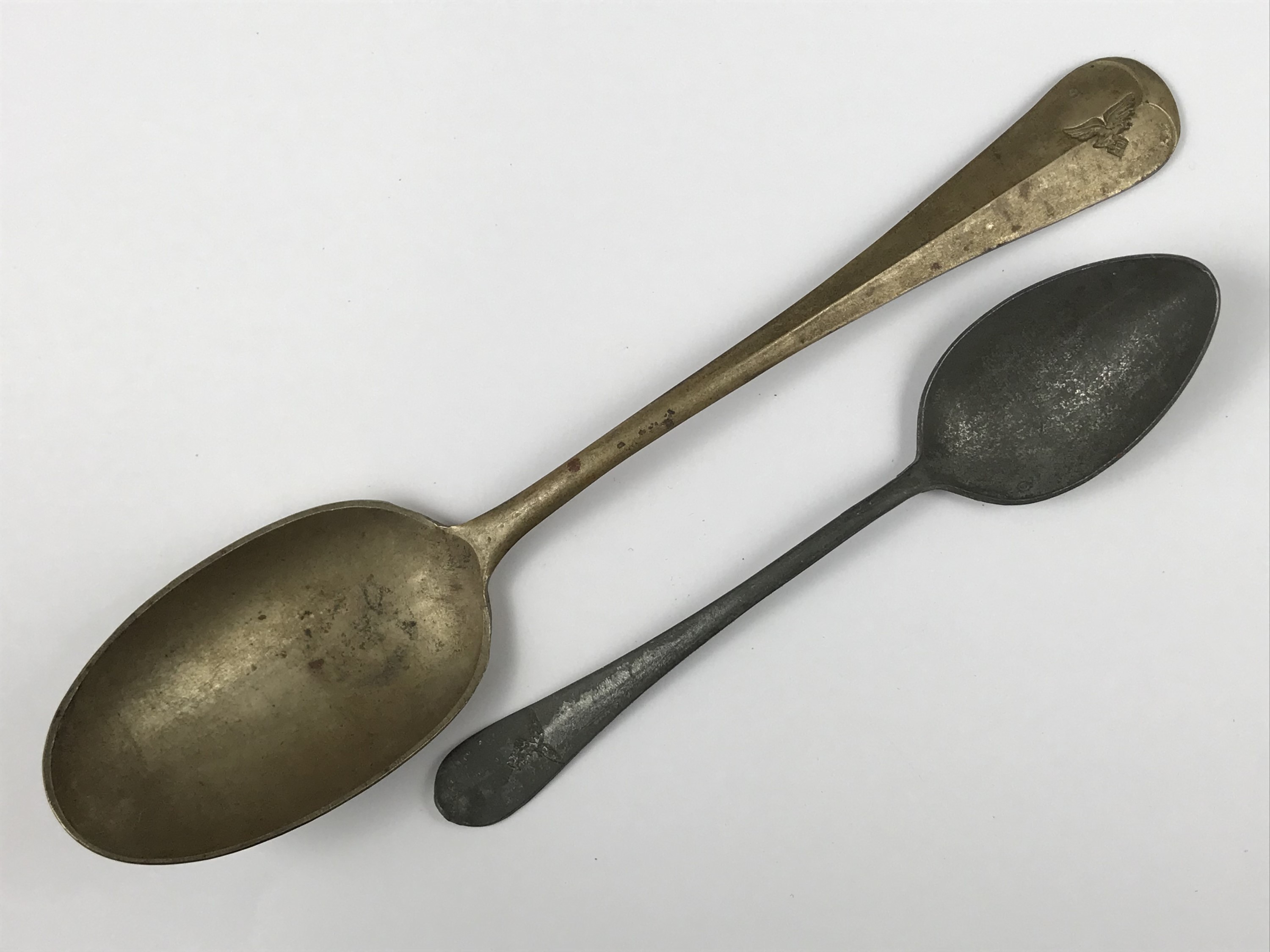 A German Third Reich Luftwaffe mess table spoon and a similar tea spoon