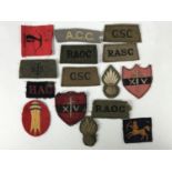 A small quantity of British Army cloth insignia