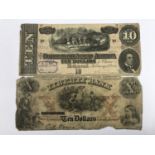 A US State of Rhode Island Liberty Bank, Providence, ten dollar banknote, together with an 1864