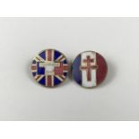 Two Second World War Free French patriotic enamelled lapel badges