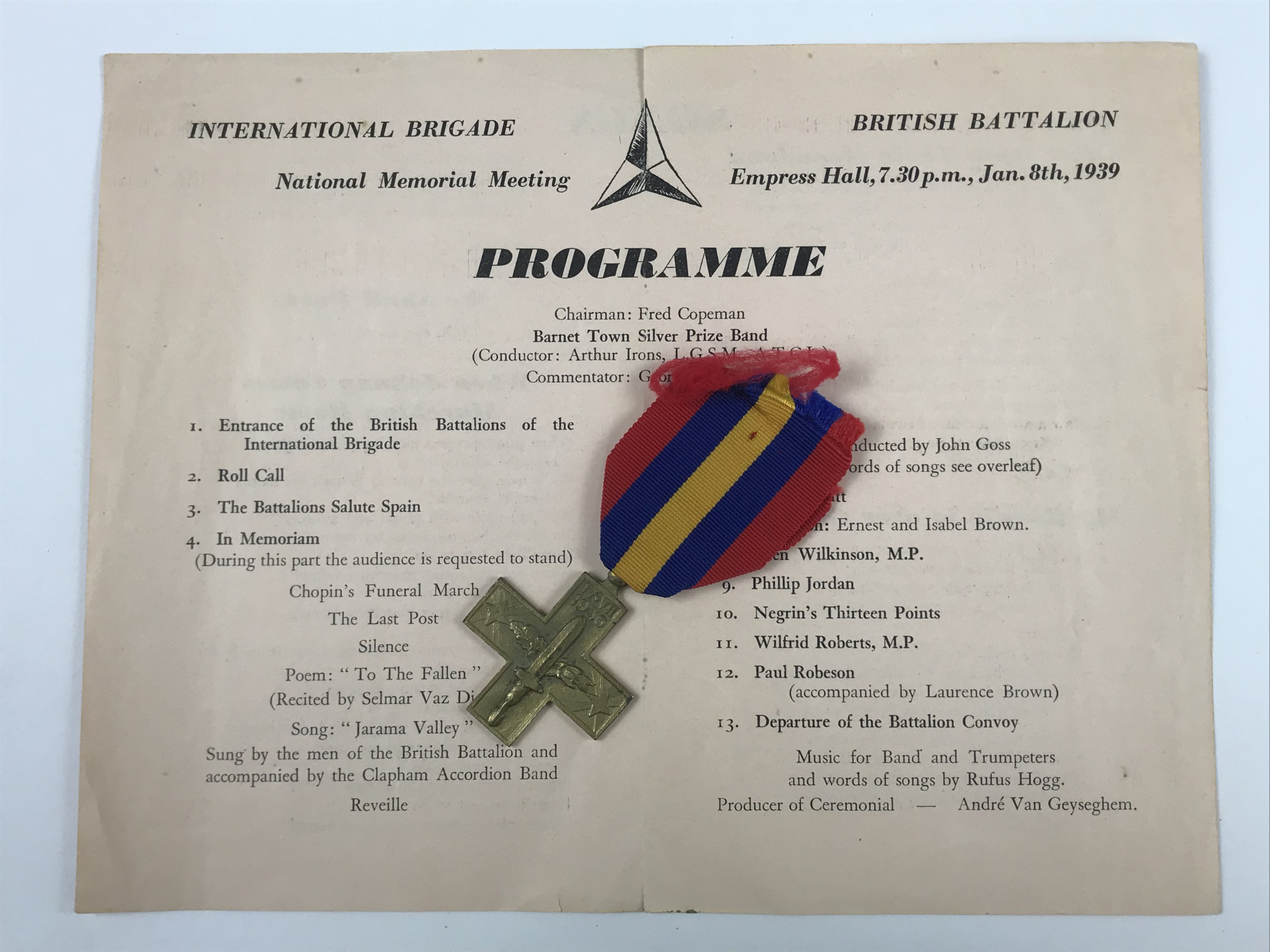 A Spanish Civil War medal together with an International Brigade 1939 British Battalion National