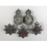 Police and fire service cap badges including Cumberland & Westmorland and Borough of Preston