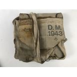 A Second World War British Army webbing map case, anklets and a lifebelt