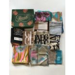 Vintage designer silk and other scarves, including examples by Jaeger, Jean Desses, Edward Rayne,