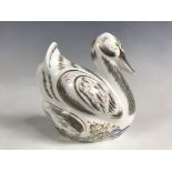 A Royal Crown Derby limited edition paperweight, Royal Cygnet 'George' 123/750, gold stopper,