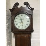 An early 19th Century oak long case clock by T Mawkes of Derby, having 30 hour movement and