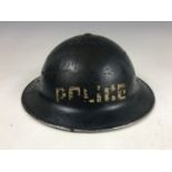 Two Second World War Police steel helmets