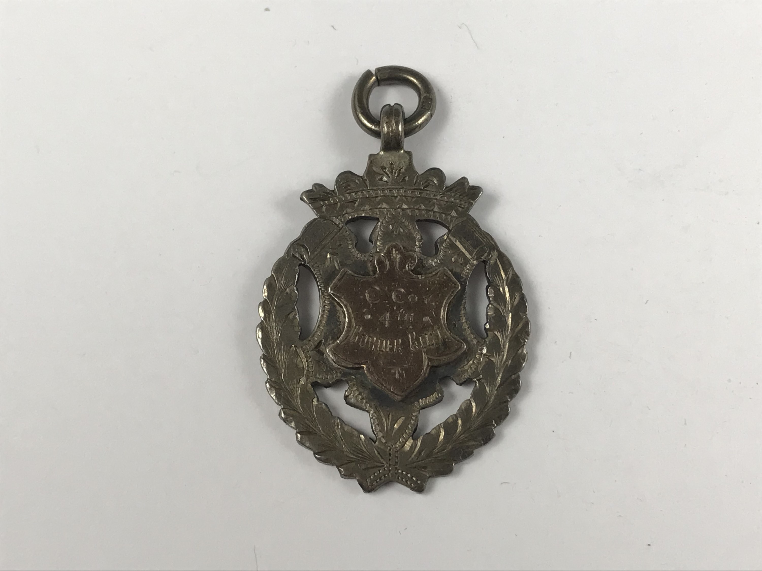 A pre-Great-War silver prize fob medallion, for best recruit, C Coy, 4th Border Regiment, 1912