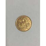 A 1908 gold half sovereign