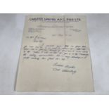A manuscript letter from footballer / football manager (William) Bill Shankly OBE written on
