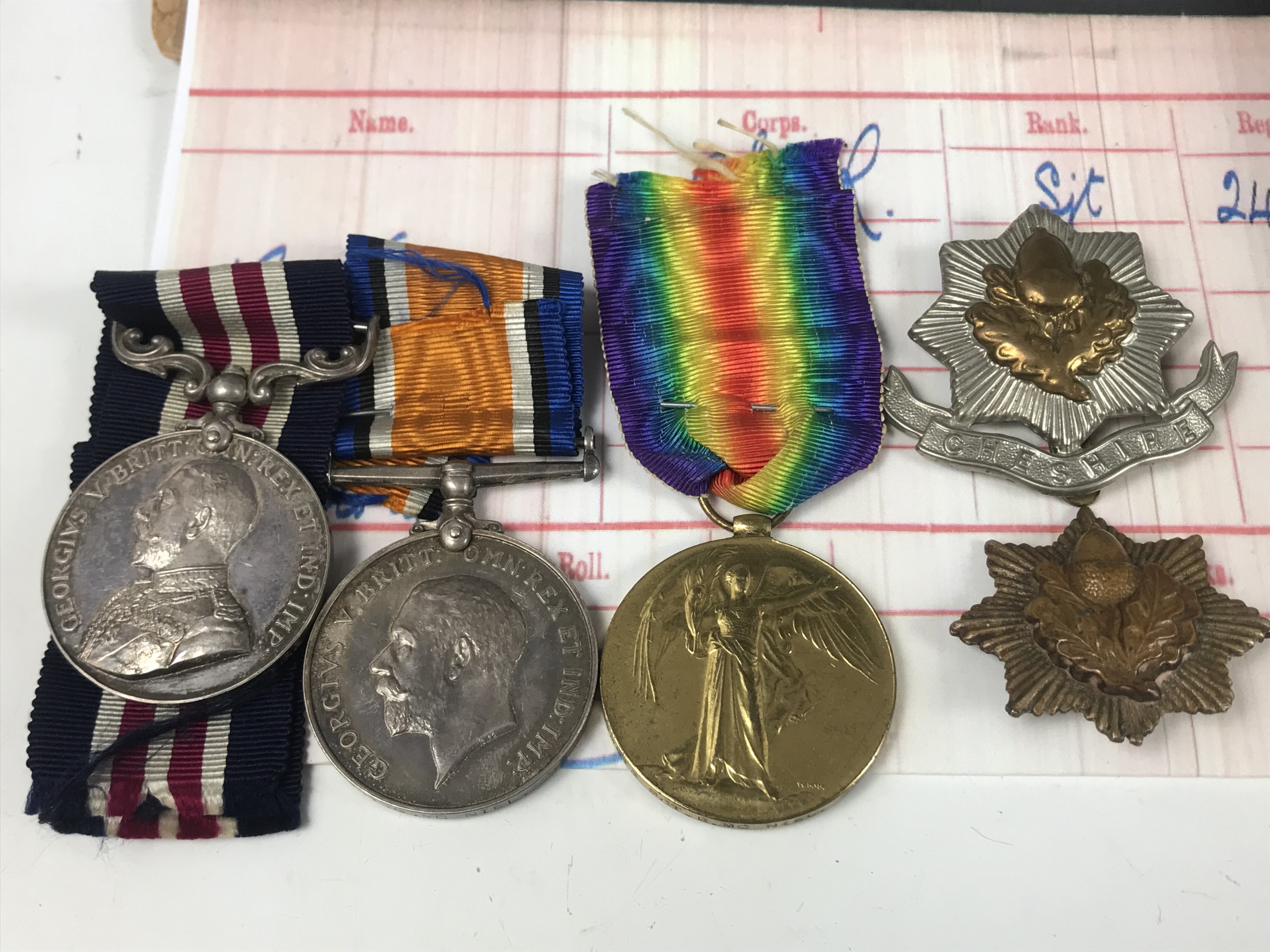 A Great War gallantry medal group comprising Military Medal, War and Victory medals to 240612 Sjt - Image 2 of 3