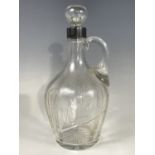 A Victorian silver mounted and cut glass whisky decanter, of shouldered baluster form with a