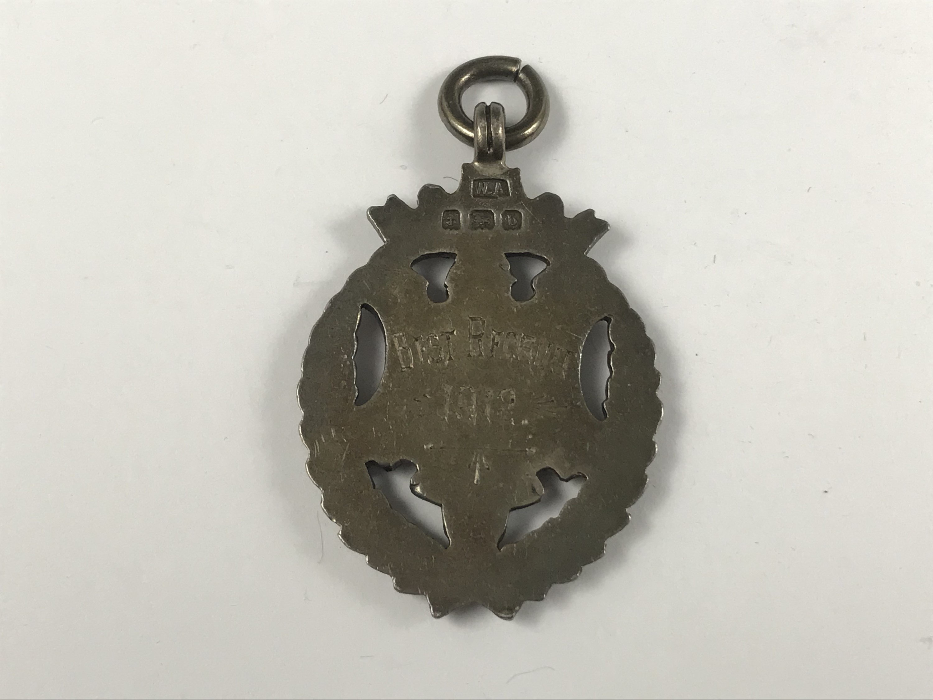 A pre-Great-War silver prize fob medallion, for best recruit, C Coy, 4th Border Regiment, 1912 - Image 2 of 2