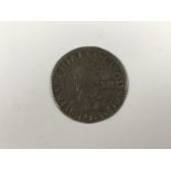 A Charles I hammered silver shilling coin, York mint, mark Lion (1638-9)
