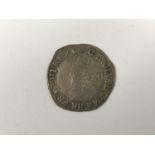 A Charles I hammered silver shilling coin, mint mark Crown (1635-6)