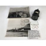 An Imperial Japanese aircraft instrument and lenses, together with two period photographs and a note