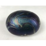 A John Ditchfield for Glasform iridescent petroleum paperweight, etched to base together with