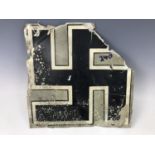 A fragment of Luftwaffe aircraft aluminium fuselage bearing painted swastika, inscribed verso " Me