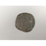 A Charles I hammered silver shilling coin, mint mark Bell (1634-5)