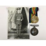 British War and Victory Medals to 22596 Pte S Woolford, Hampshire Regiment, together with a portrait