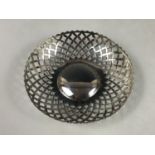 A George V silver bon bon dish, reticulated in a diaper design, A & J Zimmerman, Birmingham, 1921,