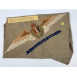 An RAF embroidery with provenance stating it to be the work of a Prisoner of War