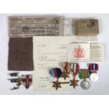 A Second World War campaign medal group, together with Army Pay Book, service documents, First