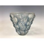 A Lalique Moissac pattern frosted glass vase, of conical form, pattern No. 992, signed 'R. Lalique