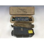 An RAF Type G45 gun camera and canvas case, another in original carton, and a G42 camera