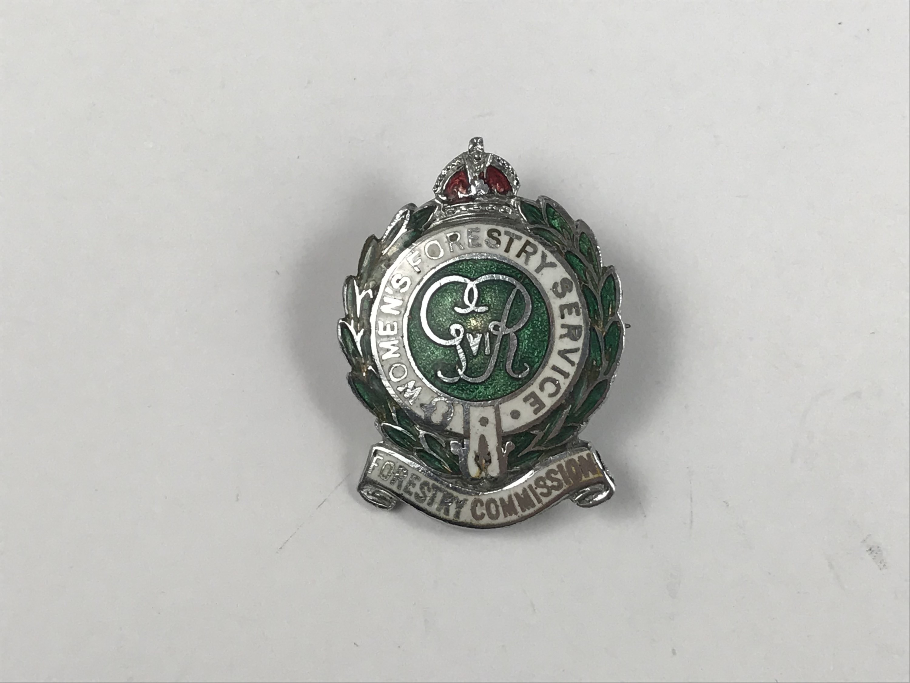 A Second World War Women's Forestry Service enamelled lapel badge