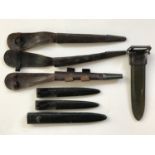 Seven various Second World War fighting knife scabbards