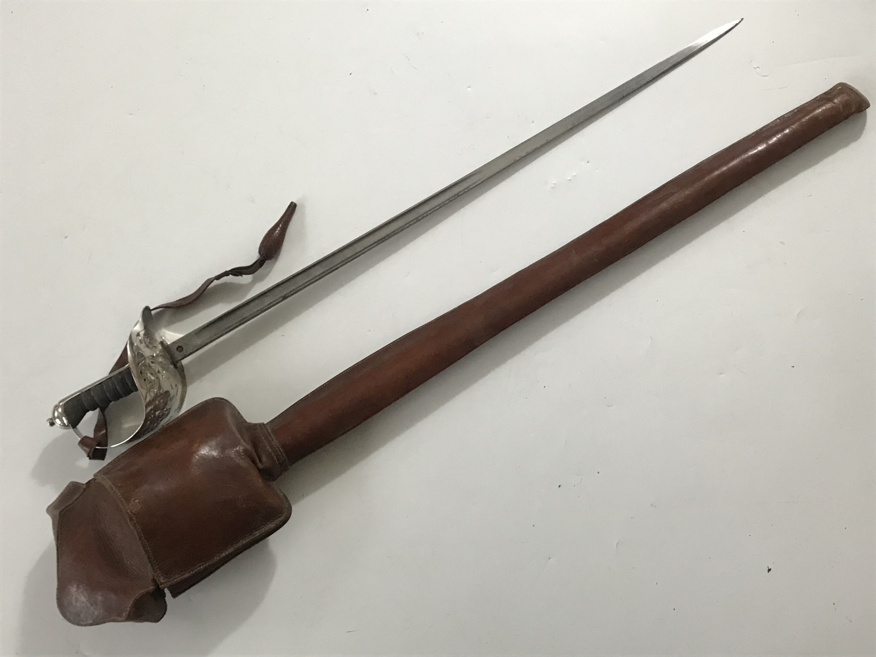 A George V Royal Welsh Fusiliers officer's 1897 pattern sword, retailed by Flight Ltd, the blade